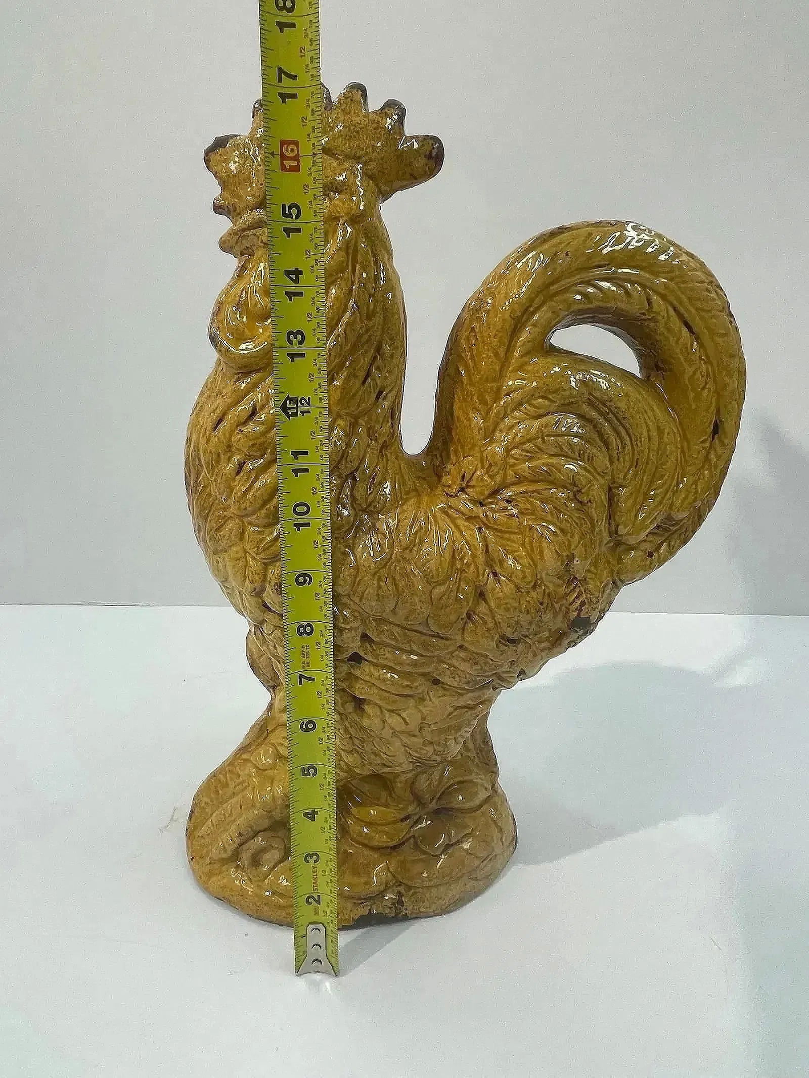 Italian glazed pottery rooster statue - 7