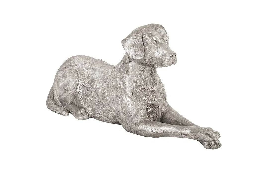 A life size Labrador silver leafed sitting dog statue (1 of 16)