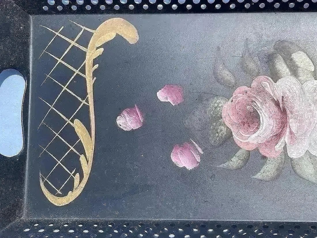 A large hand painted serving tray - 3