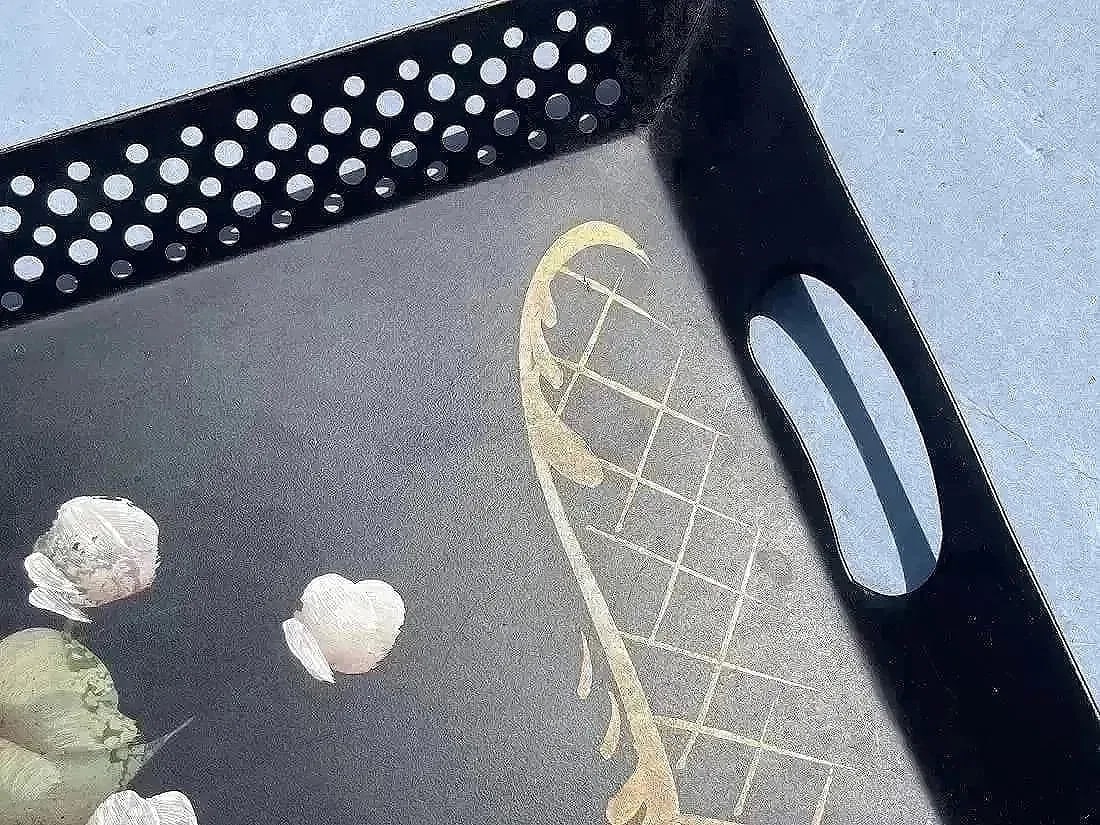 A large hand painted serving tray - 4