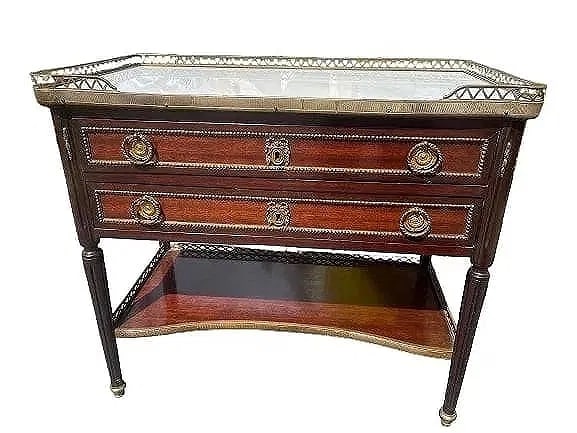 A Louis XVI style Bronze mounted Mahogany marble top table (1 of 15)