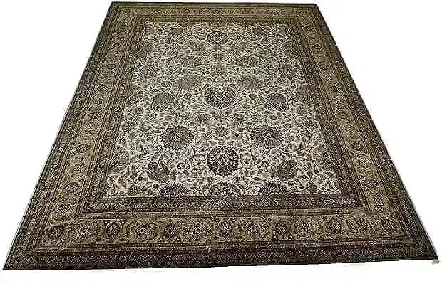 A palace size Handwoven Indian Agra rug: A palace size Handwoven Indian Agra rug measuring 12 feet wide by 15 feet long. A high quality hand knotted rug made of natural dyes & pure wool.