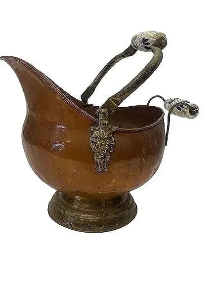 A copper coal Scuttle bucket with porcelain handles (1 of 13)