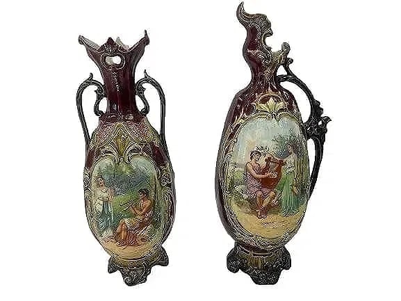Set of two European porcelain hand painted urn & vase (1 of 20)