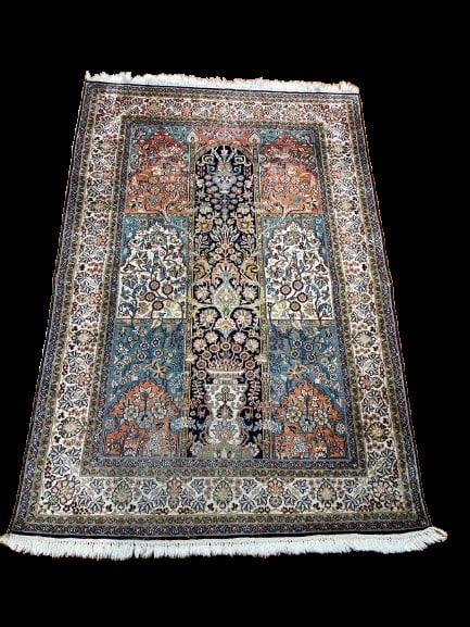 An Indian Kashmiri Silk Scatter rug (1 of 15)