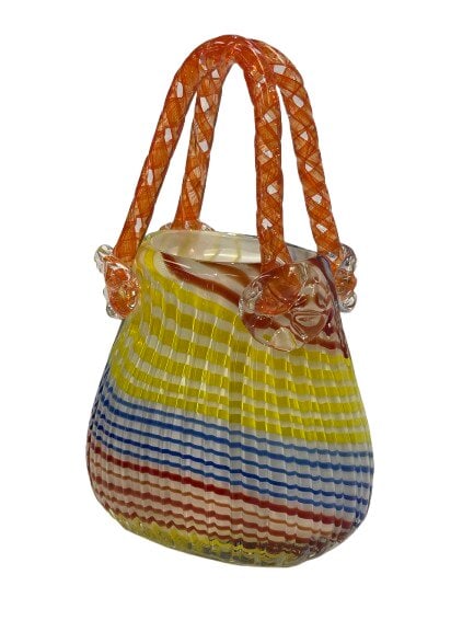 A Murano style hand blown studio art glass purse (1 of 11)