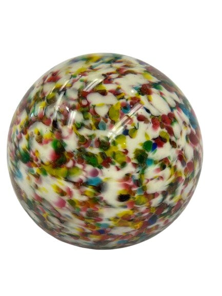 Italian Glass Paperweight: Italian Glass Paperweight with red lily flower.