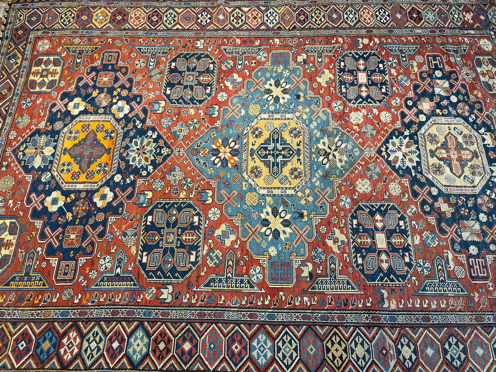 Important Antique Caucasian Sumak Geometric Tribal rug (1 of 20)