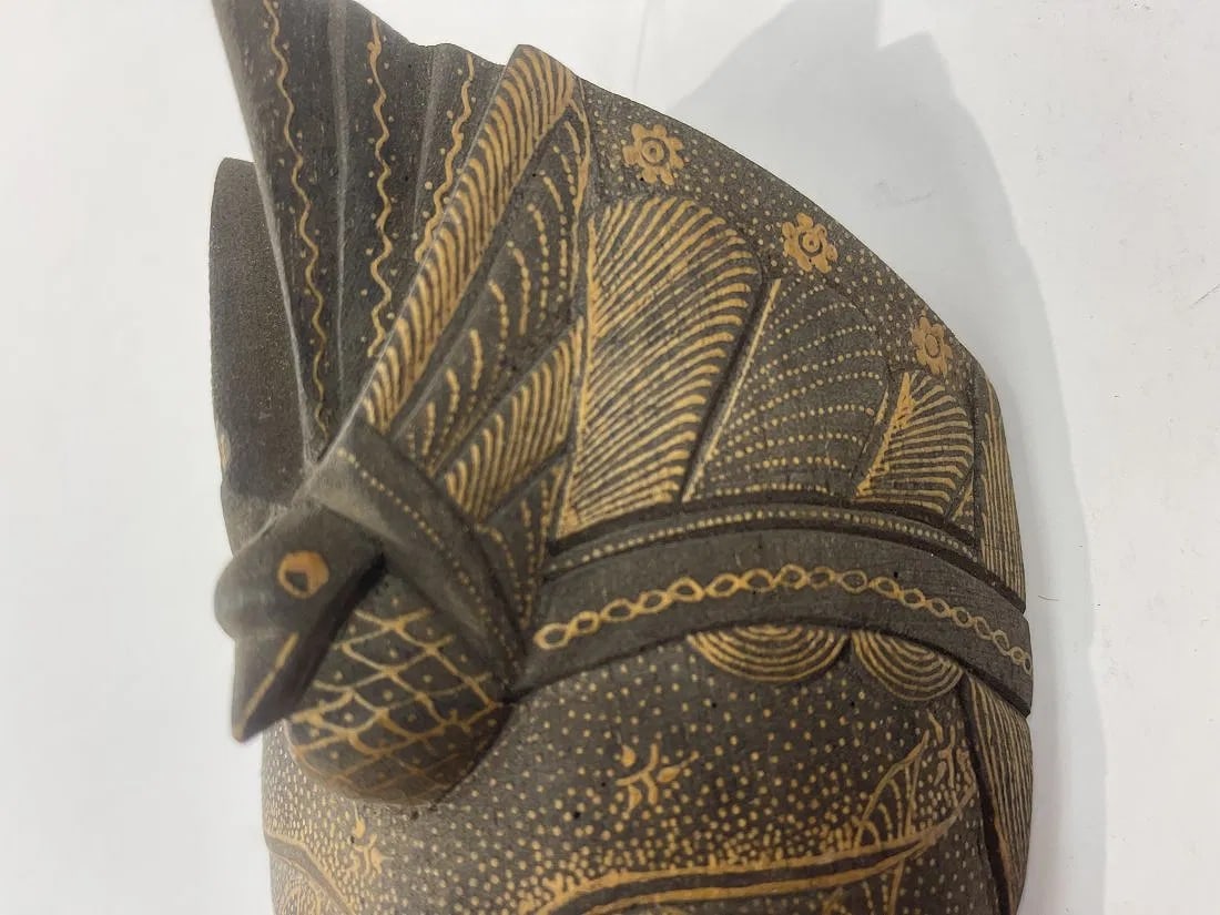 A hand carved Java Batik wooden mask - 3