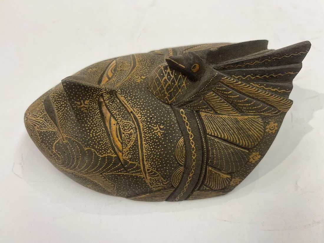 A hand carved Java Batik wooden mask - 4
