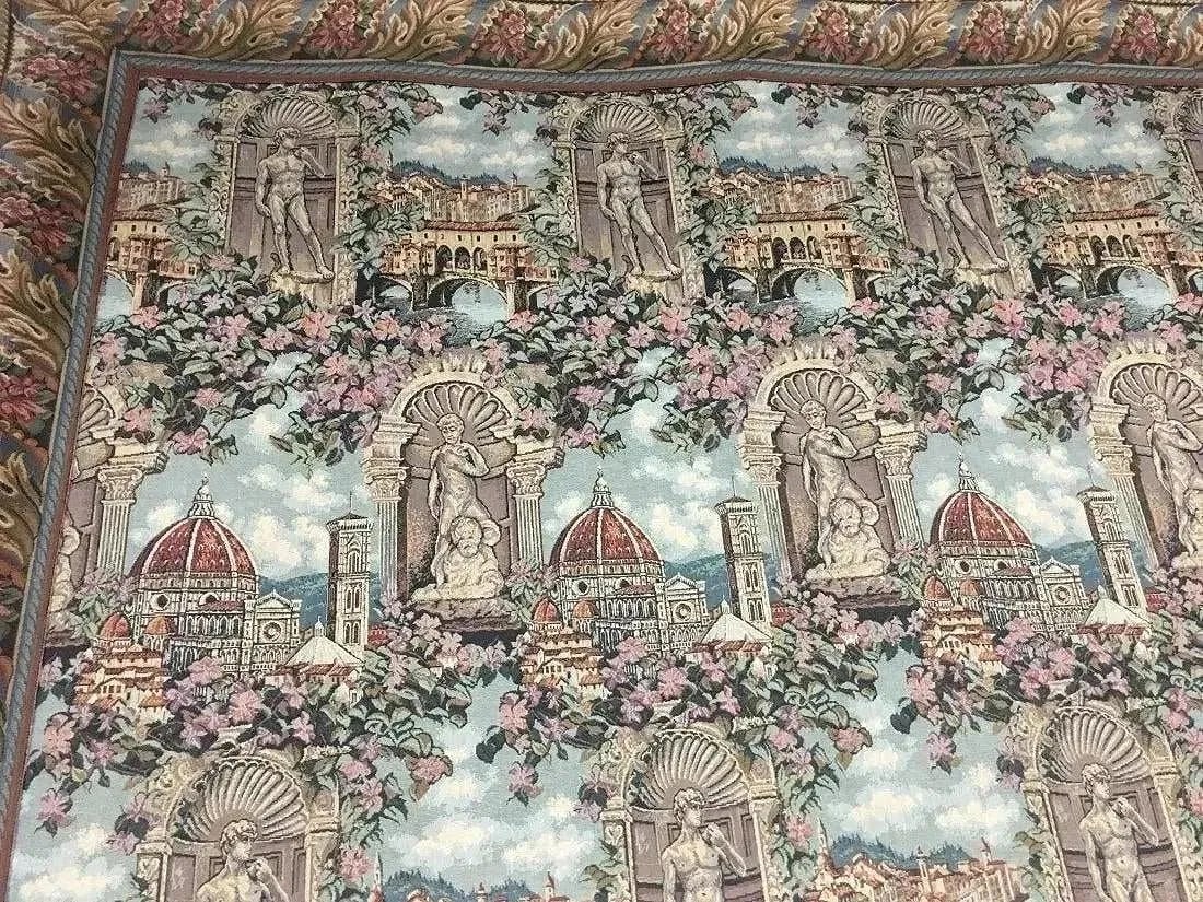 A Florence Scene machine made Tapestry: A Florence Scene machine made Tapestry with an elegant Italian design. Measuring 5 ft 3 inches wide by 6 ft 7 inches long. We Offer In house shipping & handling of this item for a Flat fee of $65