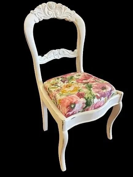 Antique Refinished Accent Chair: Antique Refinished Accent Chair. 35 inches tall x 18 inches wide and the seat height is 18 1/2 inches.