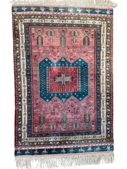 A Persian Quchan pure Silk on silk tribal rug: A Persian Quchan pure Silk on silk tribal rug measuring 4 feet 1 inches wide by 6 feet 2 inches long. A rarely seen Pure Silk Persian Silk superfine handwoven rug.