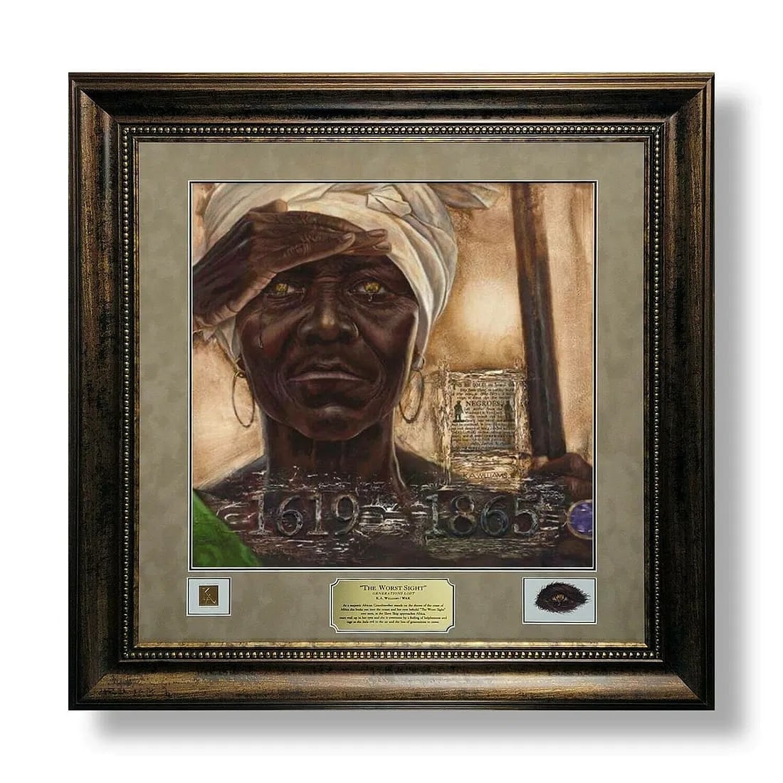 Kevin A. Williams WAK The Worst Sight Generations Lost lithograph: Kevin A. Williams The Sorst Sight Sight: Generations Lost framed Art work.A signed lithograph edition of 850. Frame measures 45 3/4 inches by 42 1/2 inches and the sight measures 23 1/2 by 23 1/2 inch