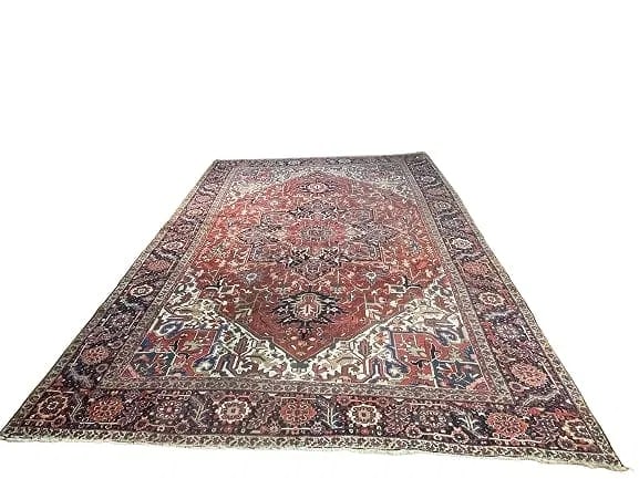 Antique Persian Heriz handwoven large room size rug (1 of 20)