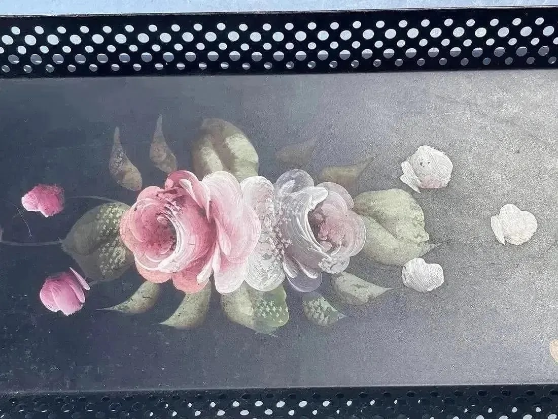 A large hand painted serving tray - 2