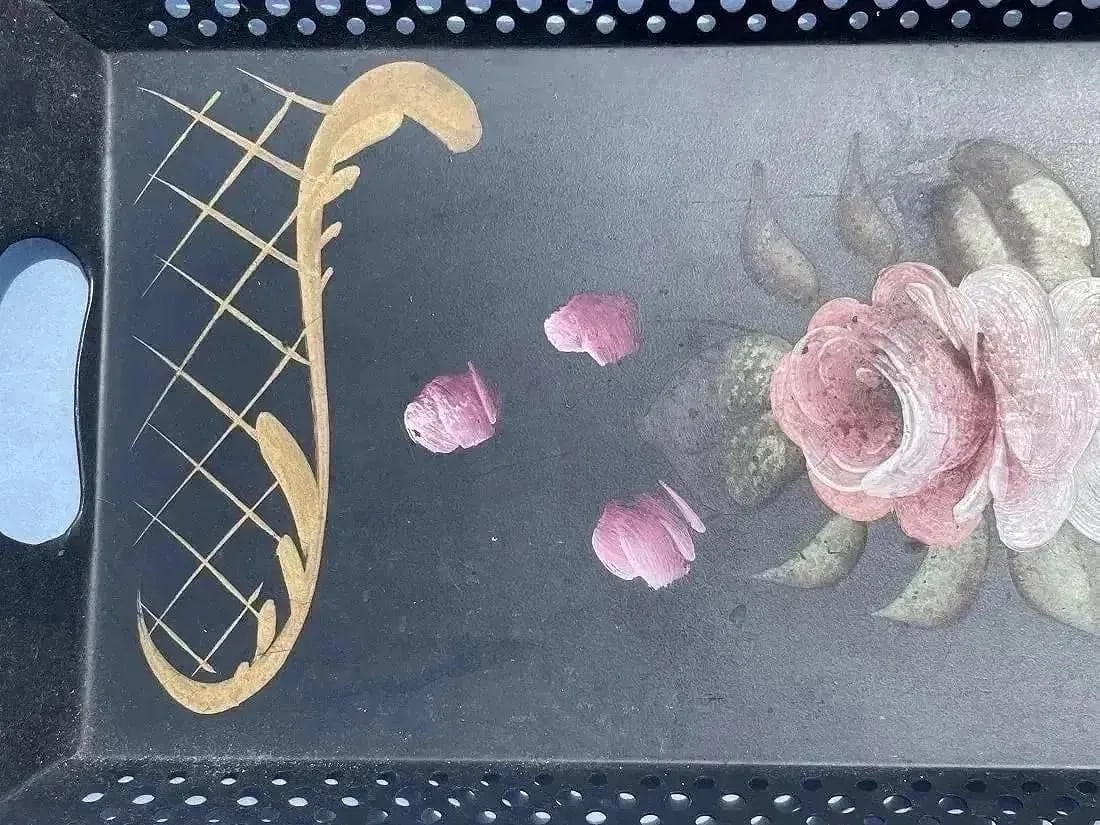 A large hand painted serving tray - 3