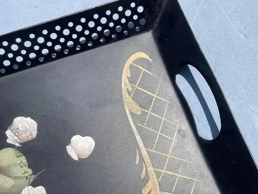 A large hand painted serving tray - 4