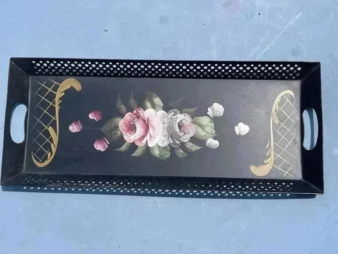 A large hand painted serving tray - 6