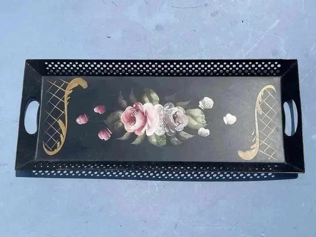 A large hand painted serving tray - 8