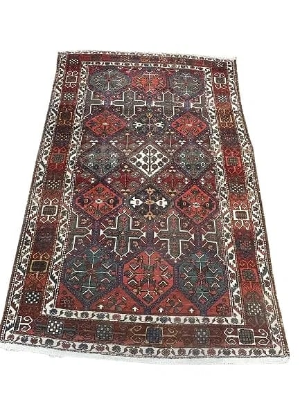 Antique Persian Bakhtiari Garden Panel design: Antique Persian Bakhtiari Garden Panel design. A hand knotted tribal persian Bakhtiari measuring 4 feet wide by 6 feet long