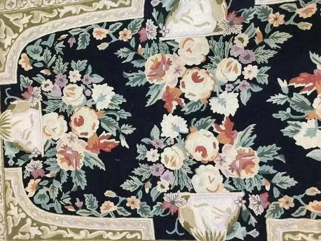 An old Chainstich rectangular tapestry rug - 2