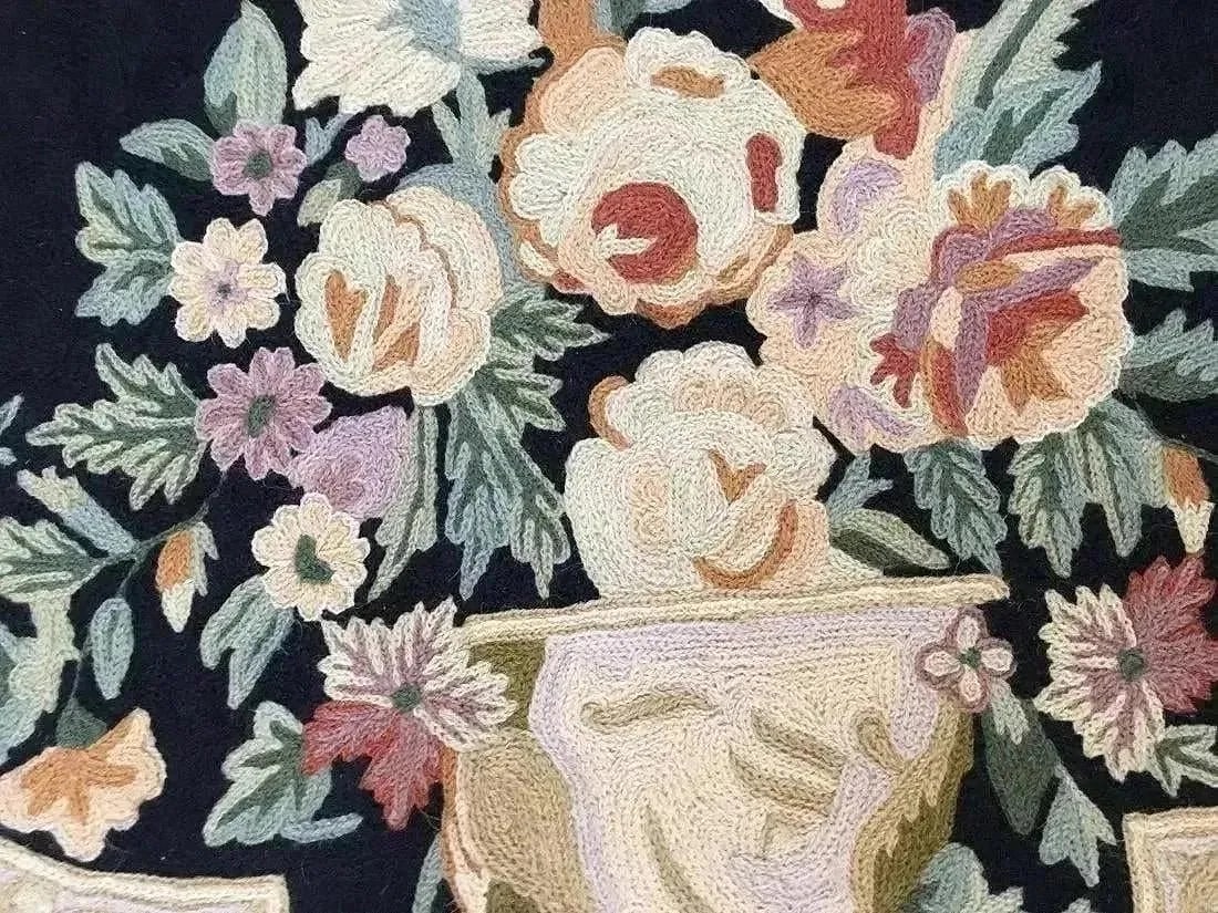 An old Chainstich rectangular tapestry rug - 3