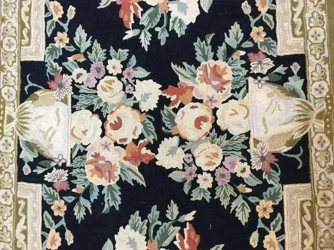 An old Chainstich rectangular tapestry rug - 6