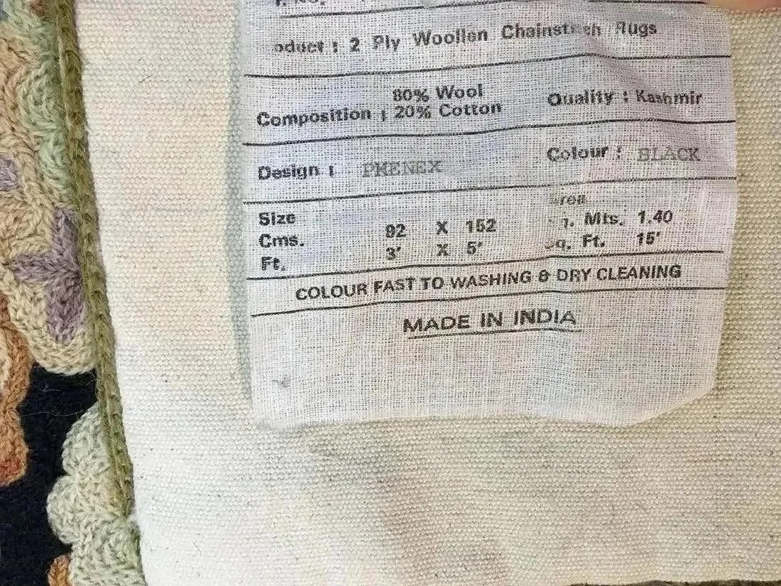 An old Chainstich rectangular tapestry rug - 8