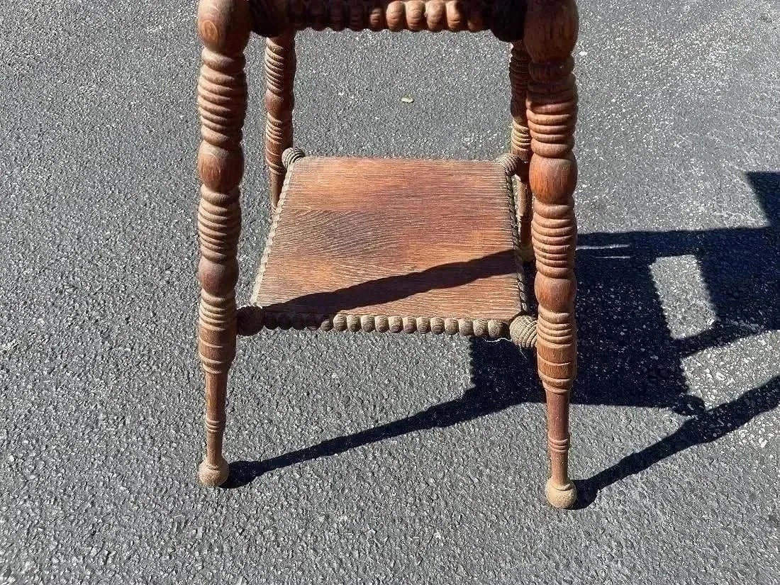 Antique Oak Square Table - 5