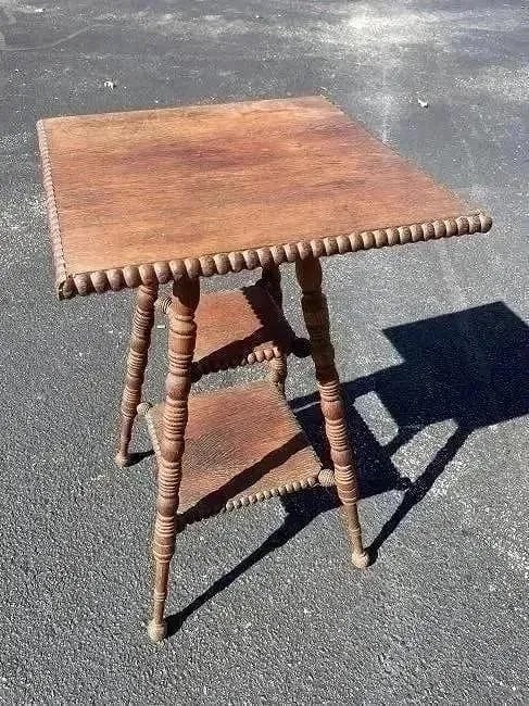 Antique Oak Square Table - 7