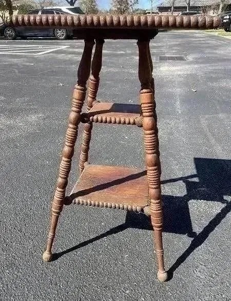 Antique Oak Square Table - 9