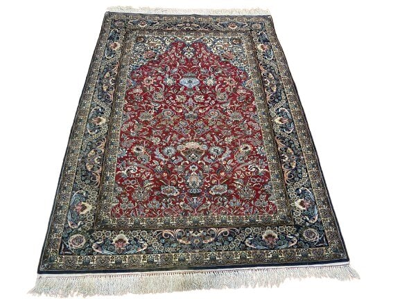 A Persian Isfahan handwoven fine silk & wool rug (1 of 19)
