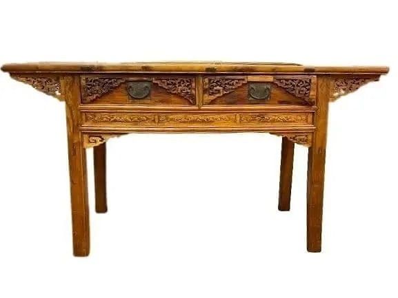 Rare Antique Chinese Alter Table: Rare Antique Chinese Alter Table. A two drawer Chinese alter table stamped & sealed with Wax.Table measures 61 1/2 inches wide x 33 1/2 inches high x 17 1/2 inches deep.
