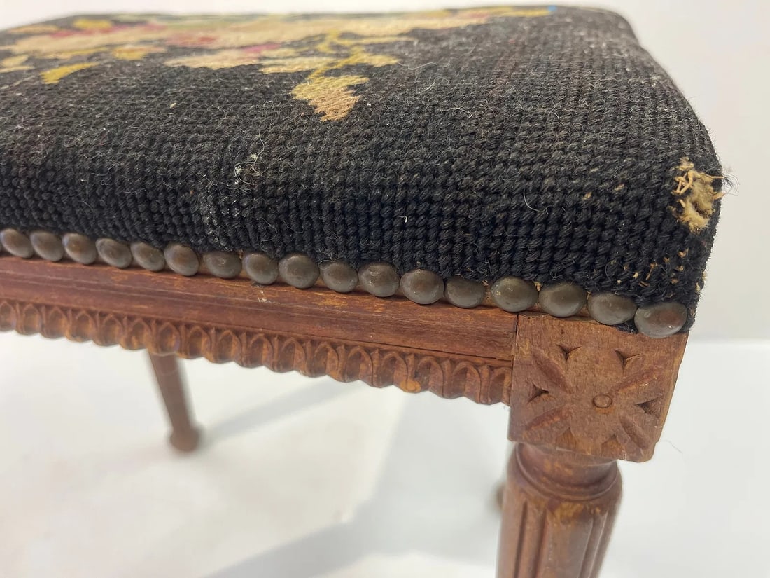 Antique tall Foot Stool - 7