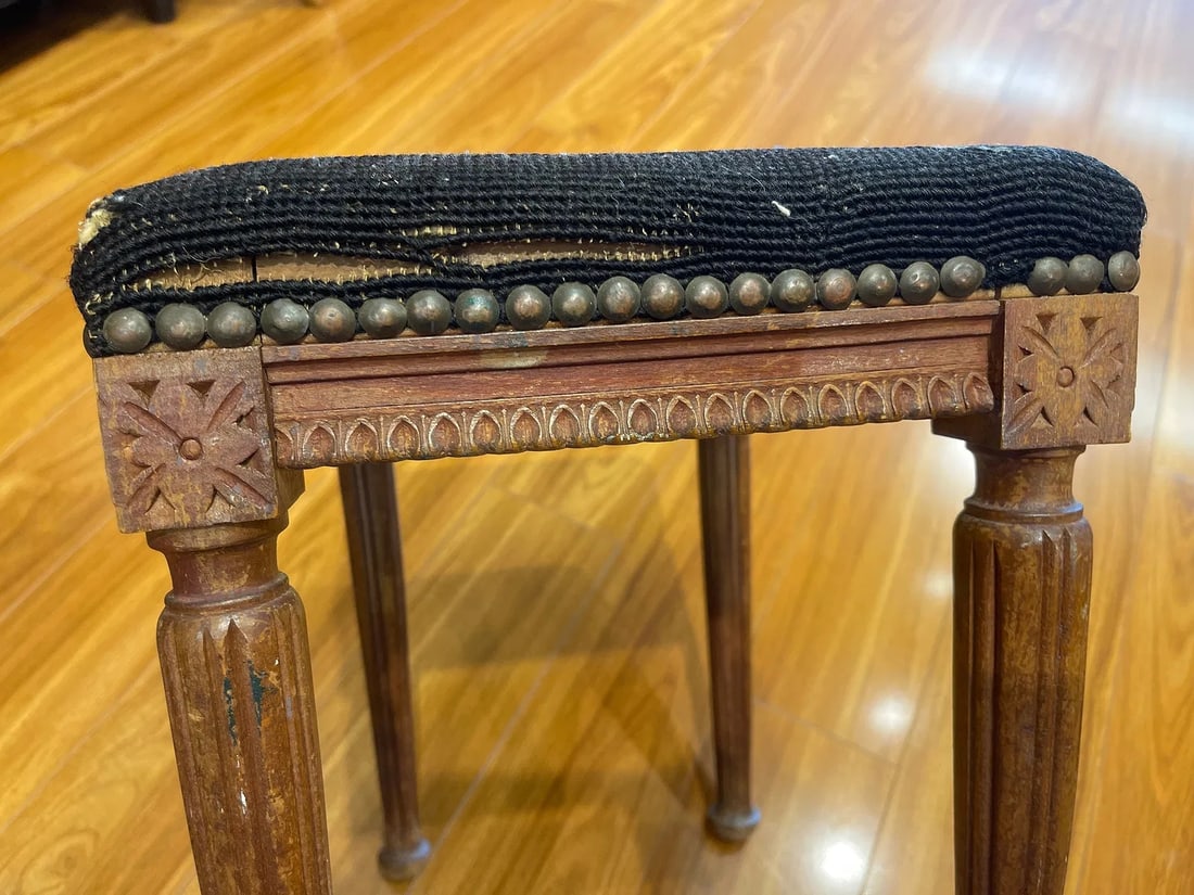 Antique tall Foot Stool - 8