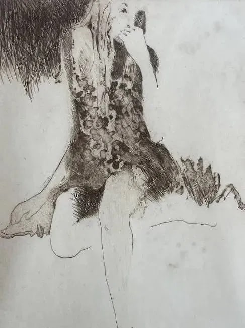 A drypoint etching by an unknown artist - 3
