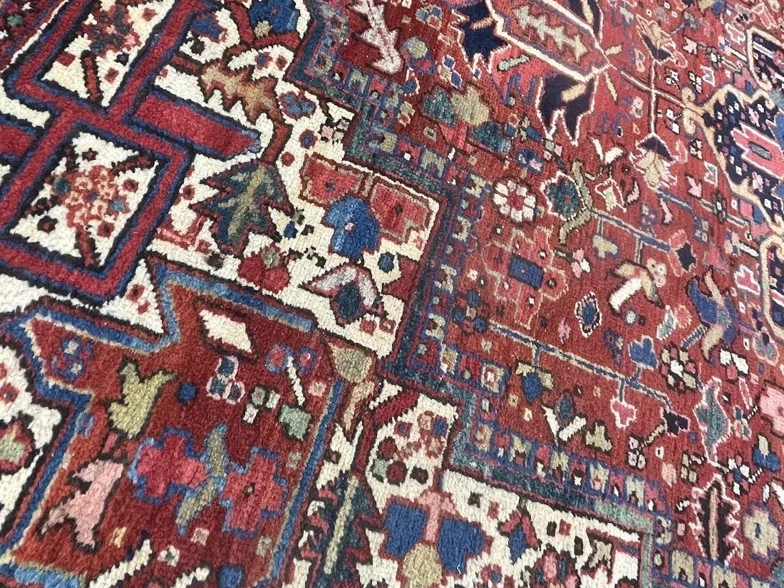 Antique Persian Heriz handwoven rug - 13