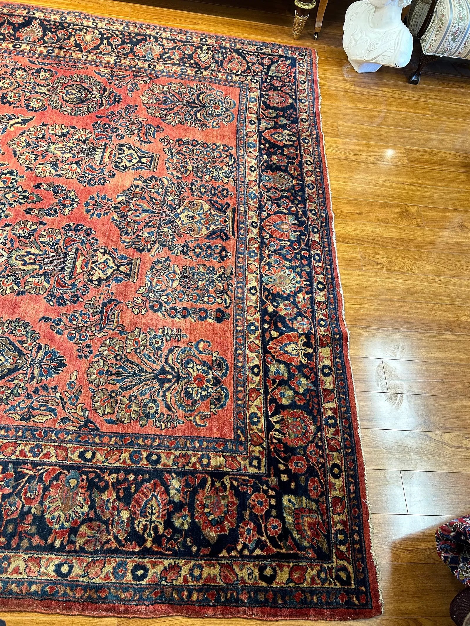 Antique Persian Sarouk room size rug - 11