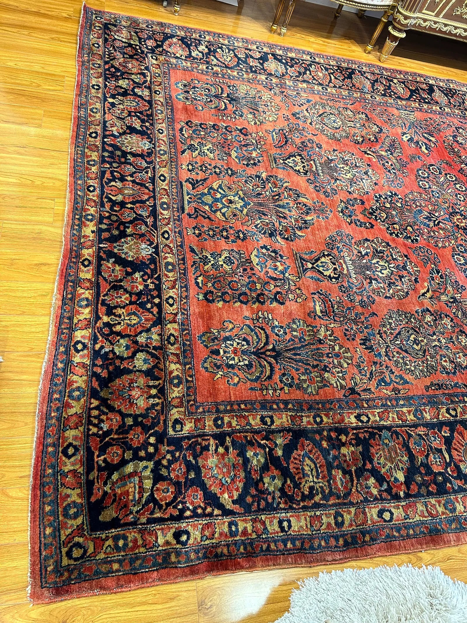 Antique Persian Sarouk room size rug - 13