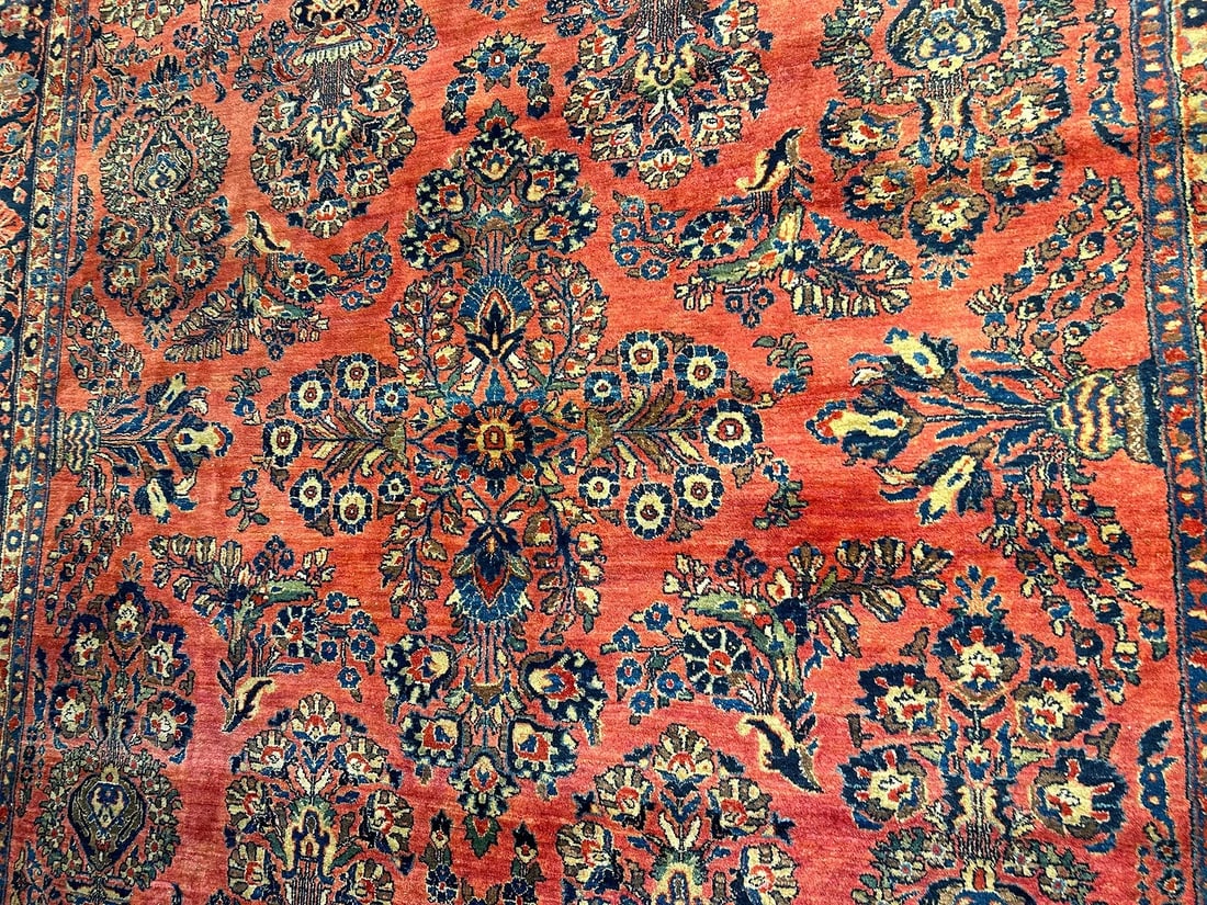 Antique Persian Sarouk room size rug - 9