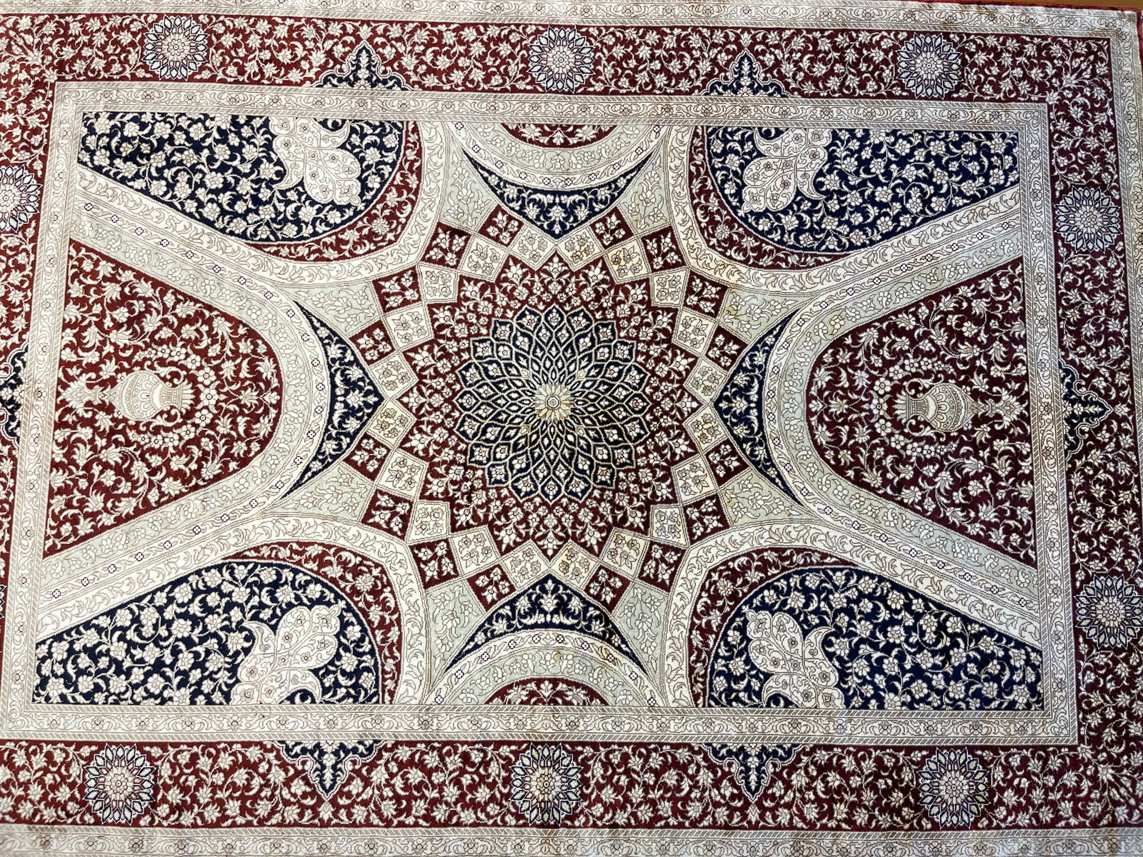 A Silk Handwoven signed Gombadi dome design rug (1 of 20)