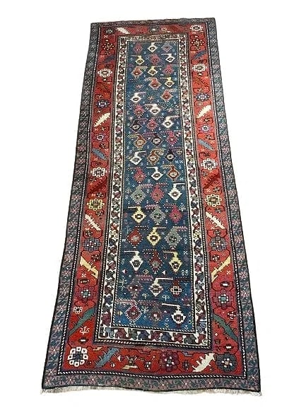 Antique Caucasian Shirvan Baku tribal runner rug: Antique Caucasian Shirvan Baku tribal runner rug measuring 3 feet 5 inches wide by 8 feet 11 inches long. A wool on wool genuine antique Caucasian Shirvan Baku Paisley pattern hand knotted rug.A fine 