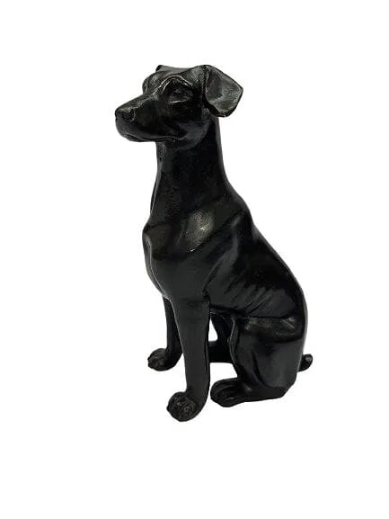 A bronze sitting Dog statue: A bronze sitting Dog statue measuring 8 inches tall. A well casted smooth surface bronze dog statue by an unknown artist.