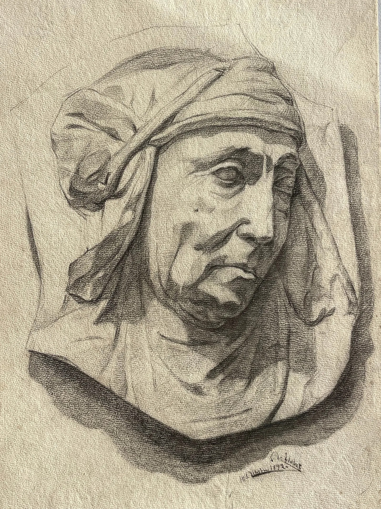 Antique 19th Century European academic Charcoal drawing (1 of 15)