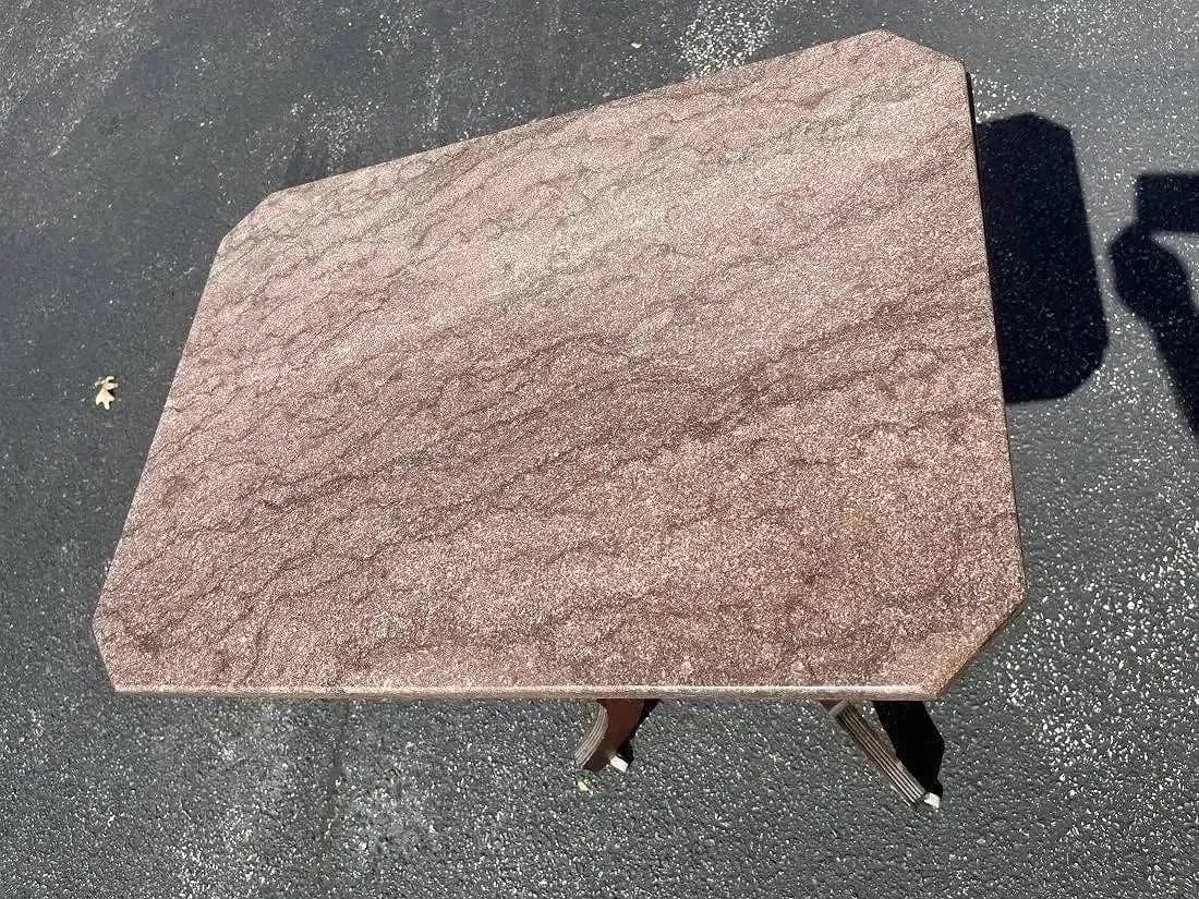 A Victorian Walnut Table with Marble Top - 5
