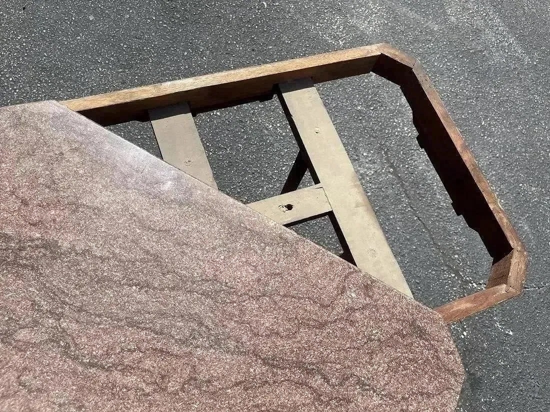 A Victorian Walnut Table with Marble Top - 8