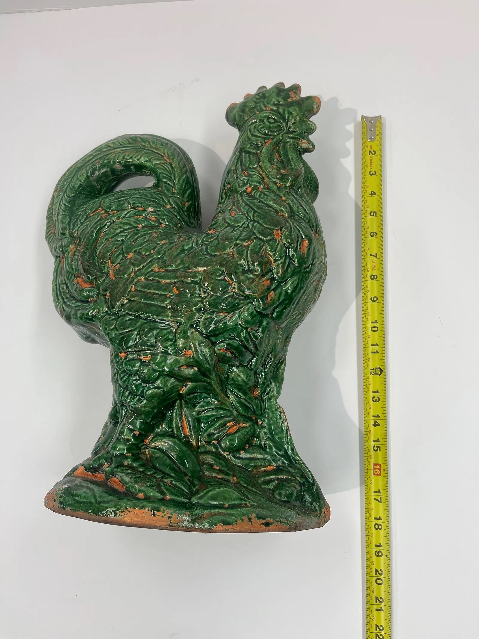 Italian glazed pottery rooster statue - 10