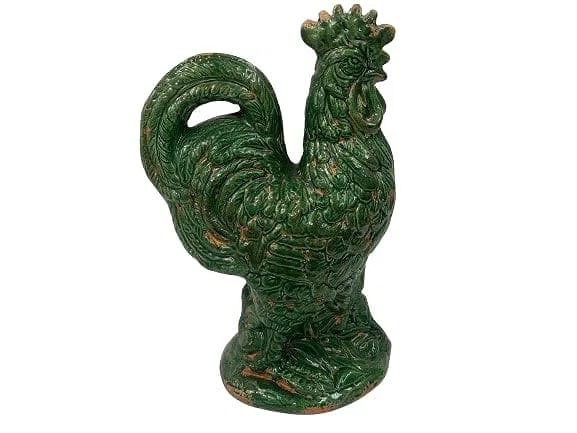 Italian glazed pottery rooster statue: An Italian glazed pottery rooster statue.A unique decorative Italian Rooster glazed pottery by VIETRI. In Italy, the rooster is known to begin the day and is known to bring joy and light to its surrou