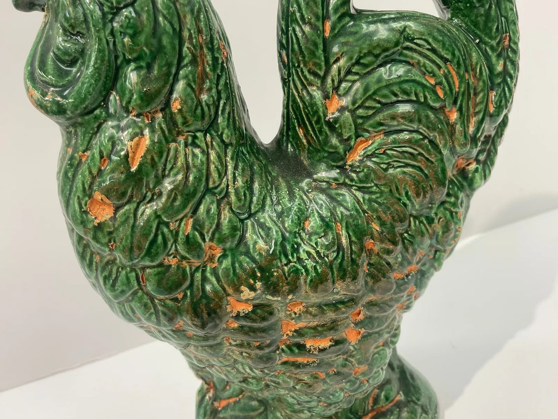 Italian glazed pottery rooster statue - 4